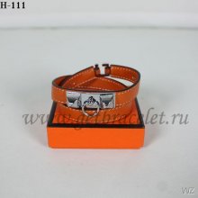 Hermes Rivale Double Wrap Bracelet Orange Silver